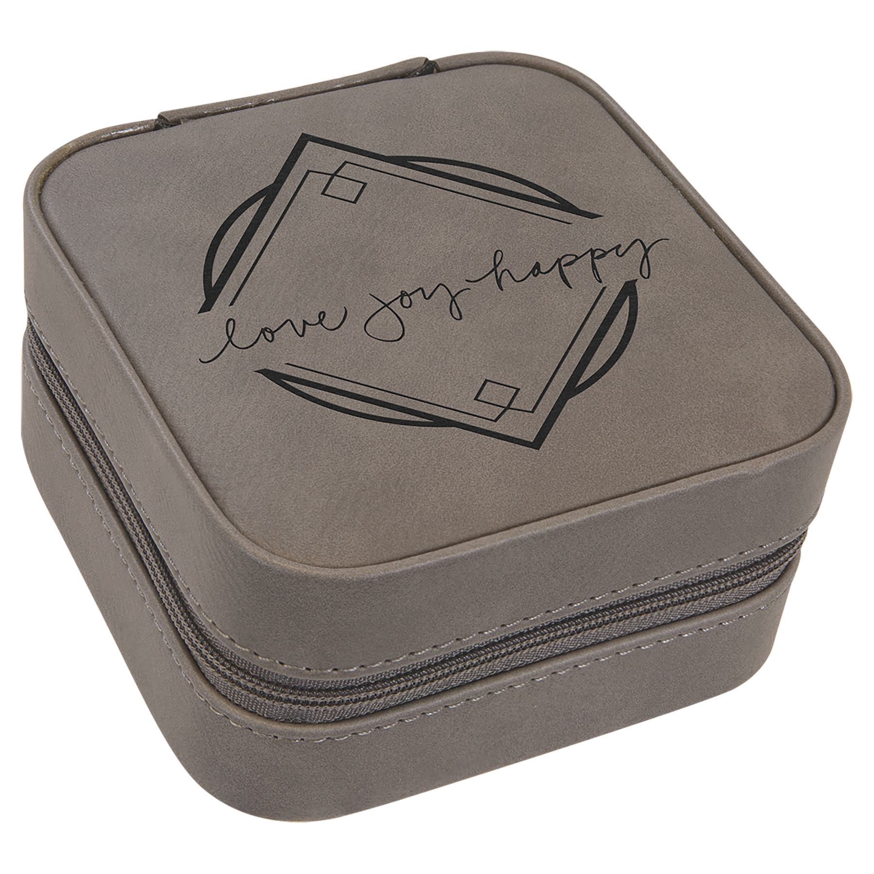 4" X 4" Laserable Leatherette Travel Jewelry Box With Tan Lining 10