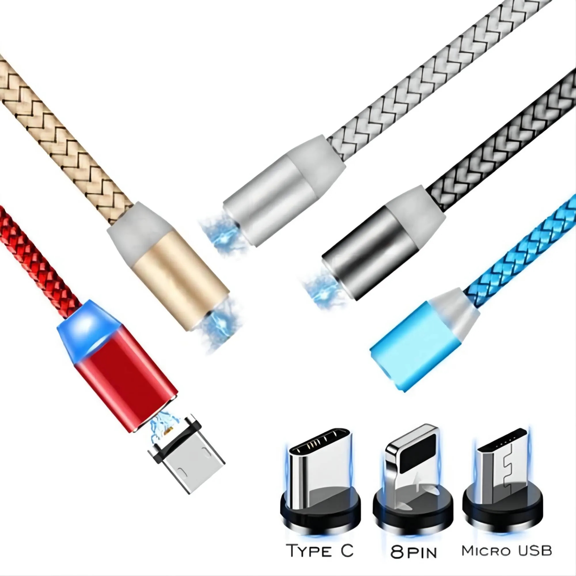 Magnetic 3-In-1 Travel Data Cable MOQ 100PCS 2