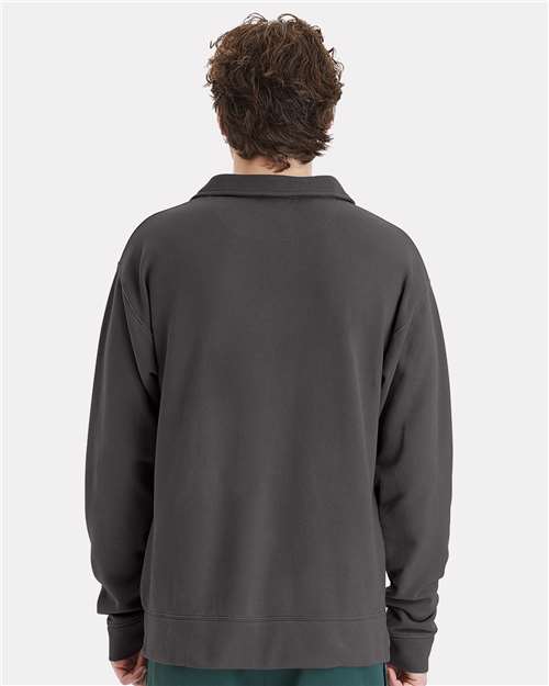 Unisex Garment-Dyed Polo Collar Sweatshirt - GDH490 4