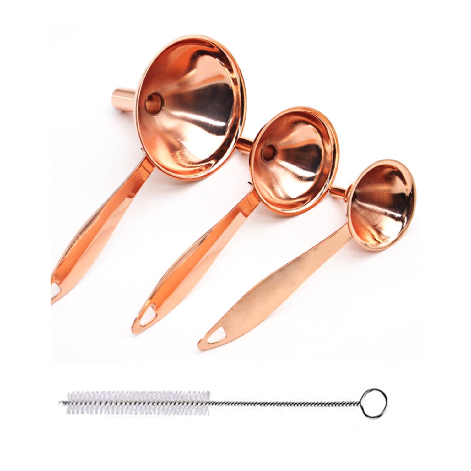Stainless Steel Funnels W/ Cleaning Brush 2
