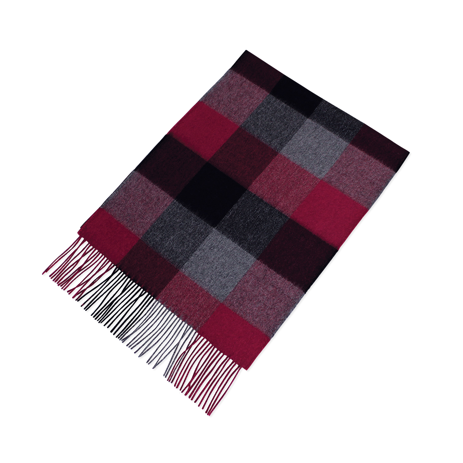 Maroon Plaid Alpaca Blend Scarf 2