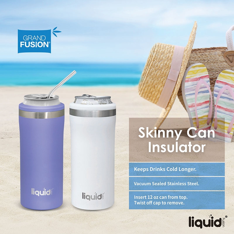 Liquid Fusion® 12 oz. Double Wall, Stainless Steel Skinny Can Cooler 57