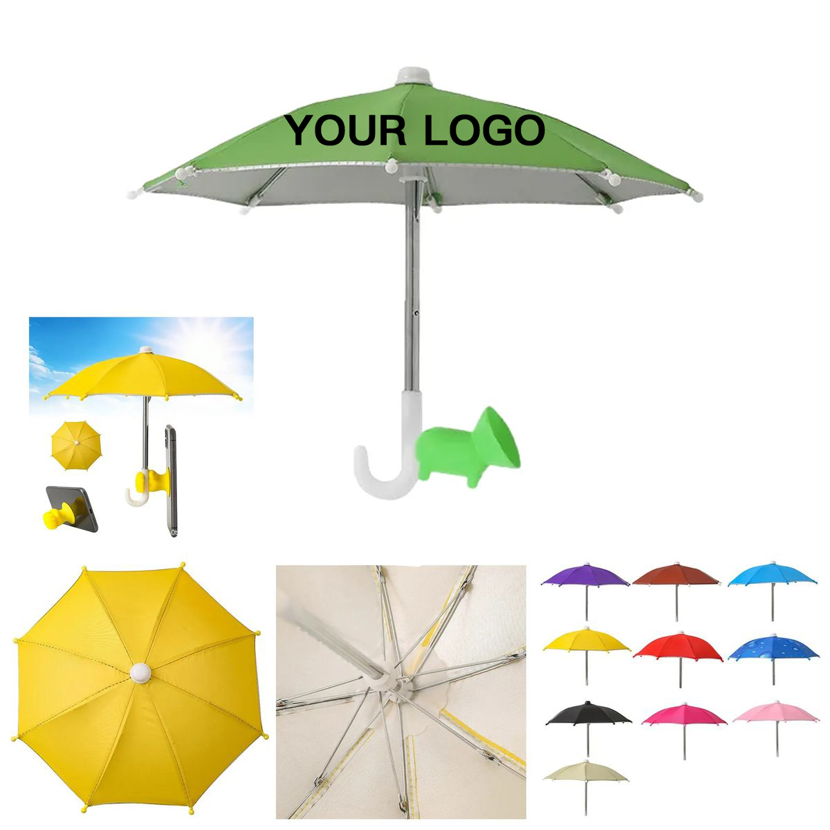 Silicone Polyester Phone Umbrella With UV Shield 3
