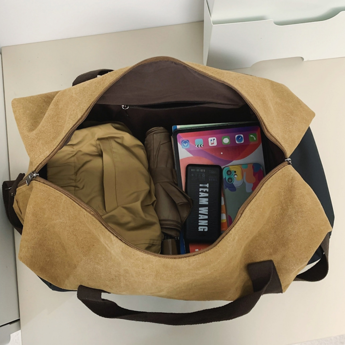 Wear-Resistant Canvas Travel Duffel Bag 7