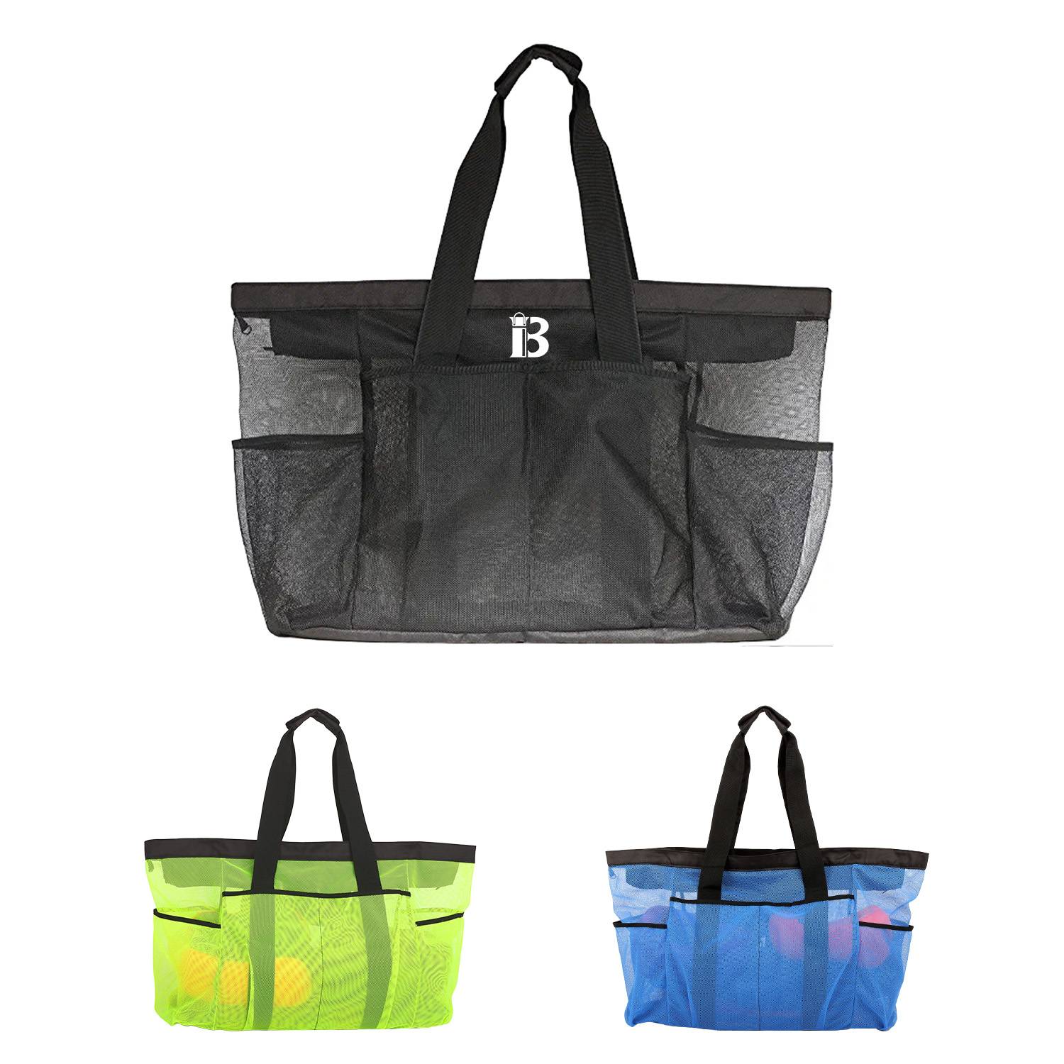Mesh Beach Tote Bag With Zipper And Pockets