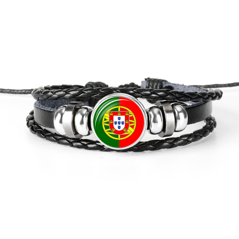 Qatar World Cup National Flag Leather Woven Bracelet 2