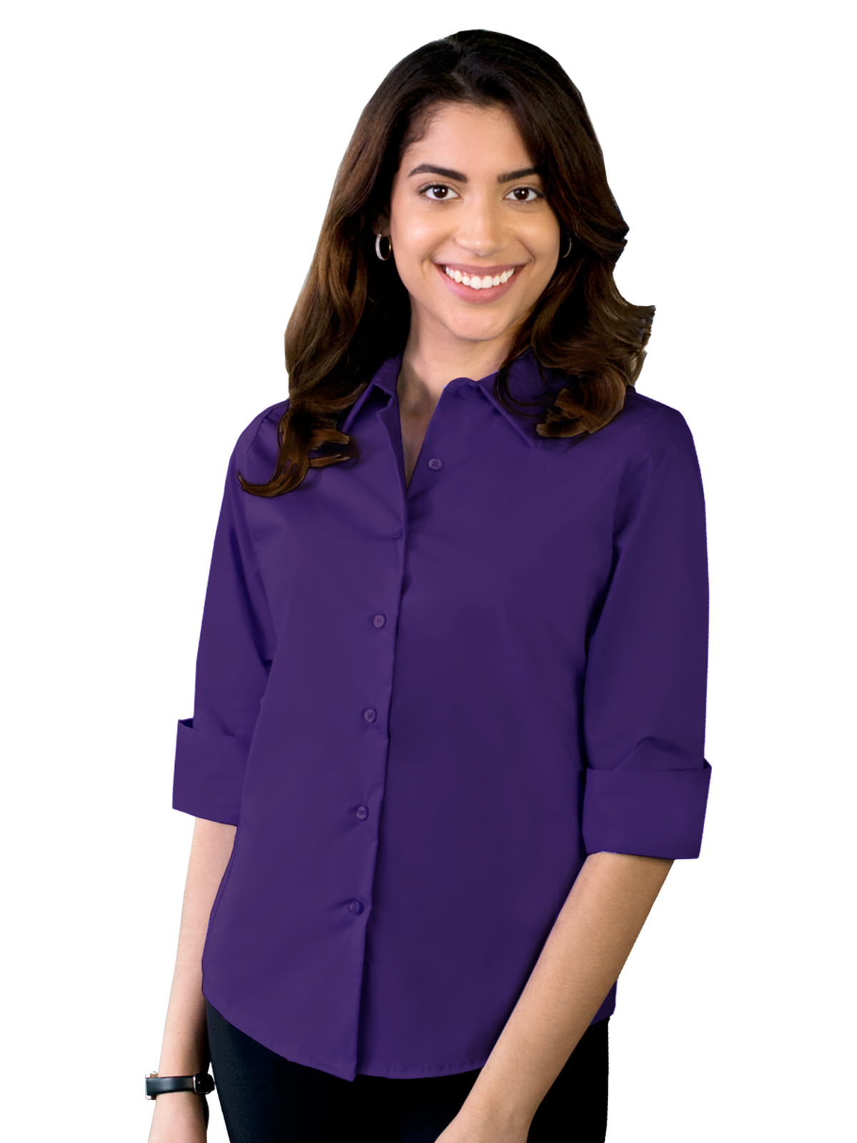 Blue Generation - Women's Pocketless 3/4-Sleeve Stretch Poplin Shirt 4
