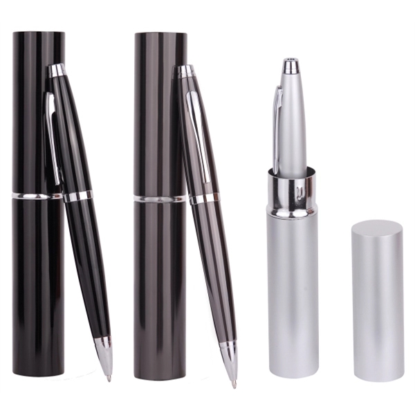 Twist Metal Ballpoint Pen w/Matching Case Set 2