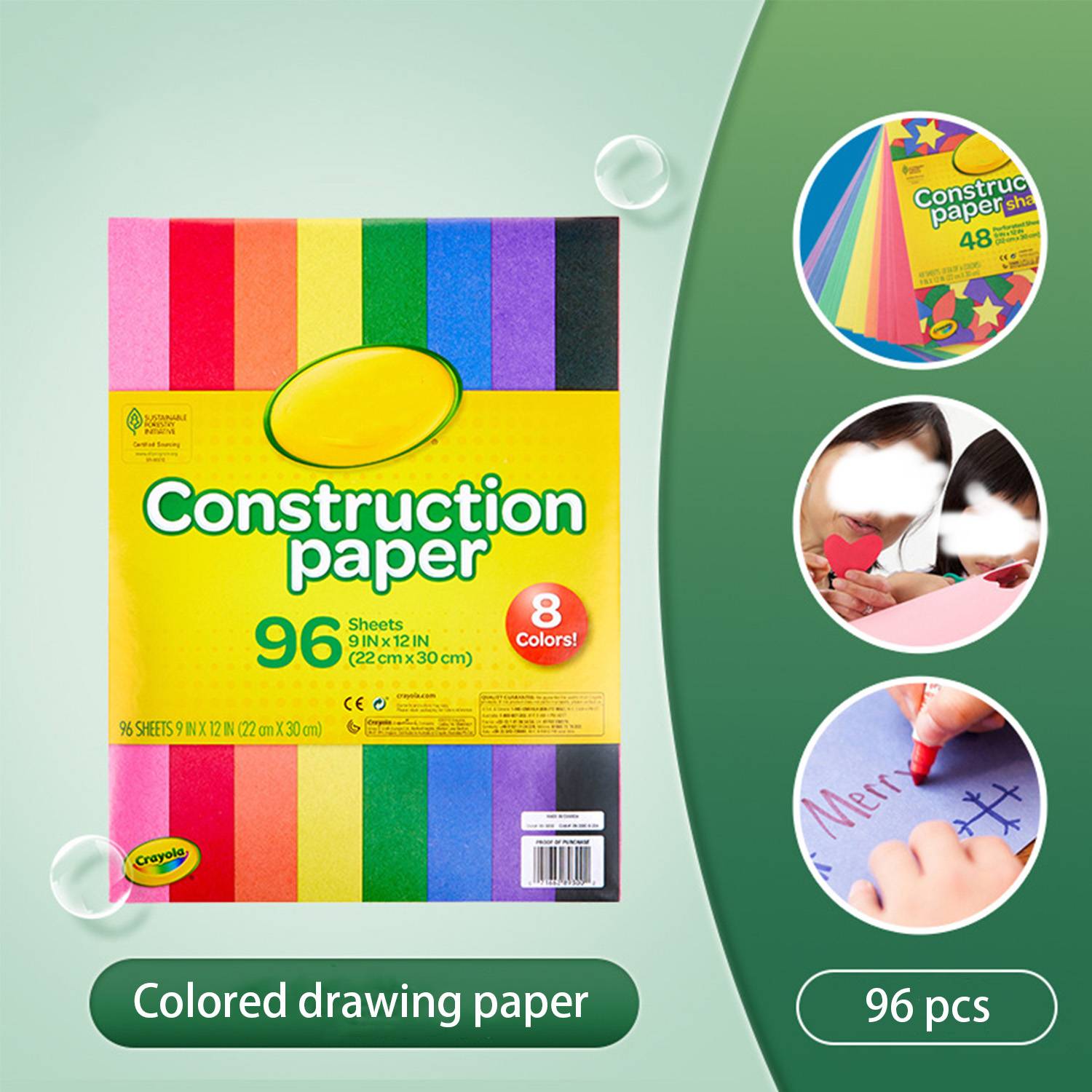 96 Sheets Kids' Foldable Construction Paper 5