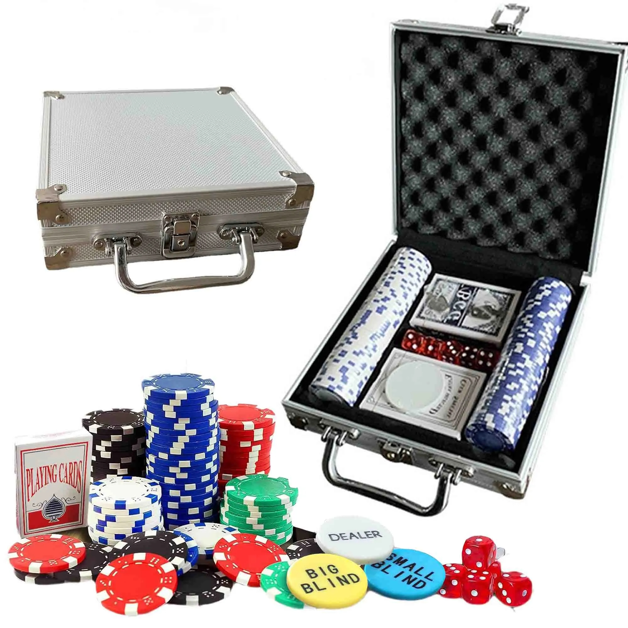 100-Piece Professional Poker Chip Set with Aluminum Case 1