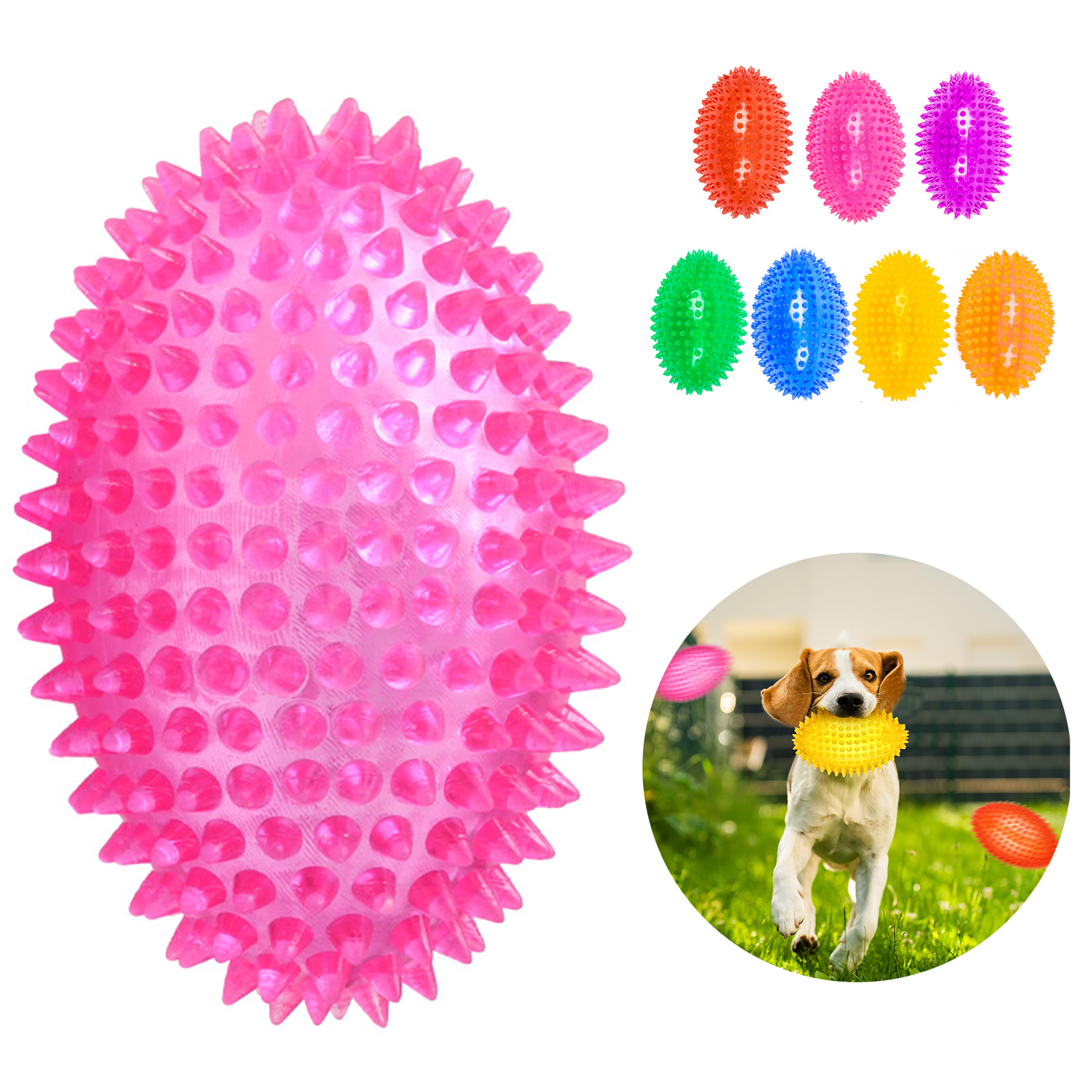 Spiky Squeaker Football Dog Toy