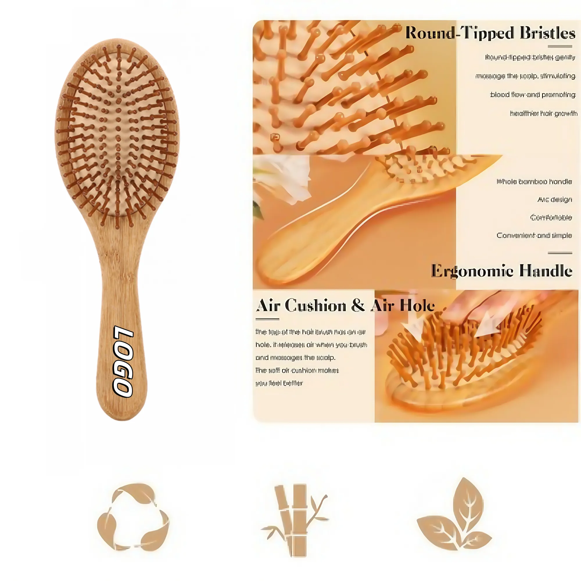 Custom Air Cushion Bamboo Hair Brush Massage Comb