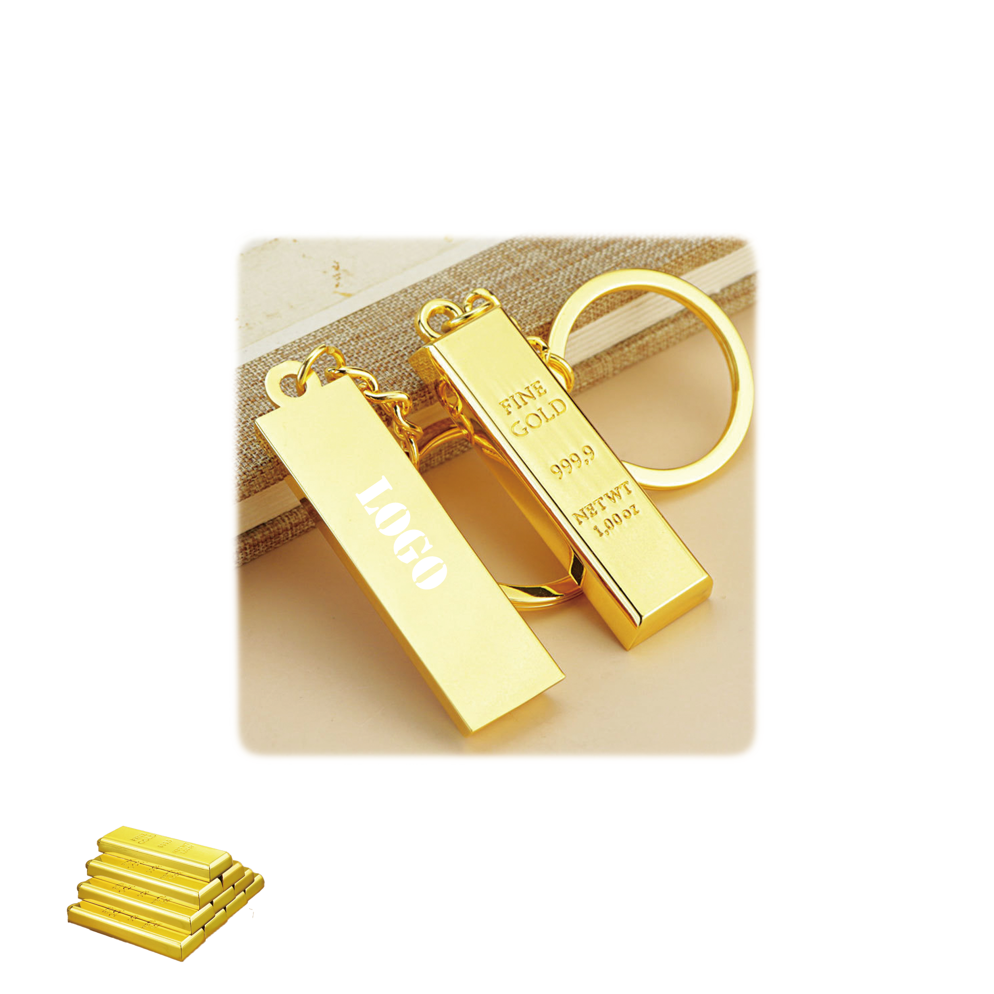 Custom Gold Bar Shaped Keychain Metal Souvenirs 3