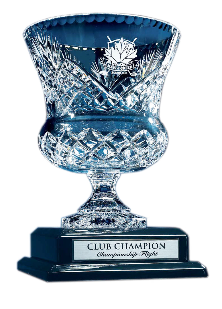 Lead Crystal Giant Vase, on black pianowood base 2
