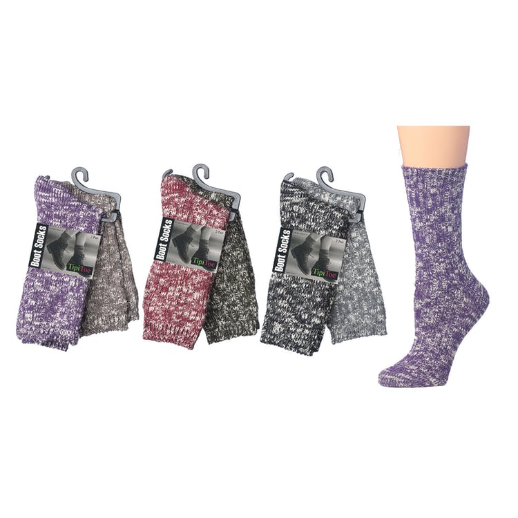 Women's Crew Socks - Assorted Yarn Size 9-11 2 Pack 2