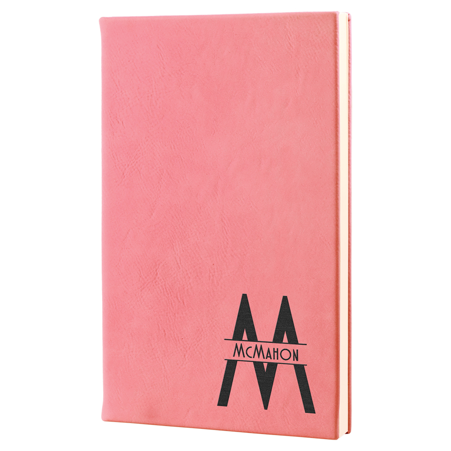 5 1/4" x 8 1/4" Pink Leatherette Journal 1
