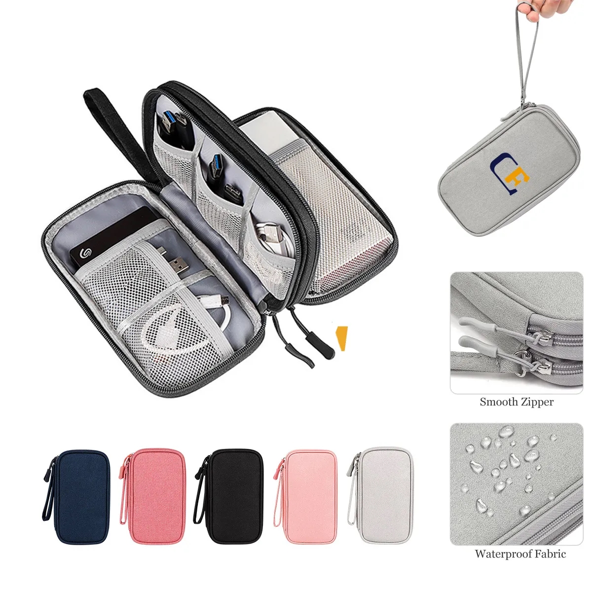Waterproof Double Layers Travel Cable Organizer Pouch 2