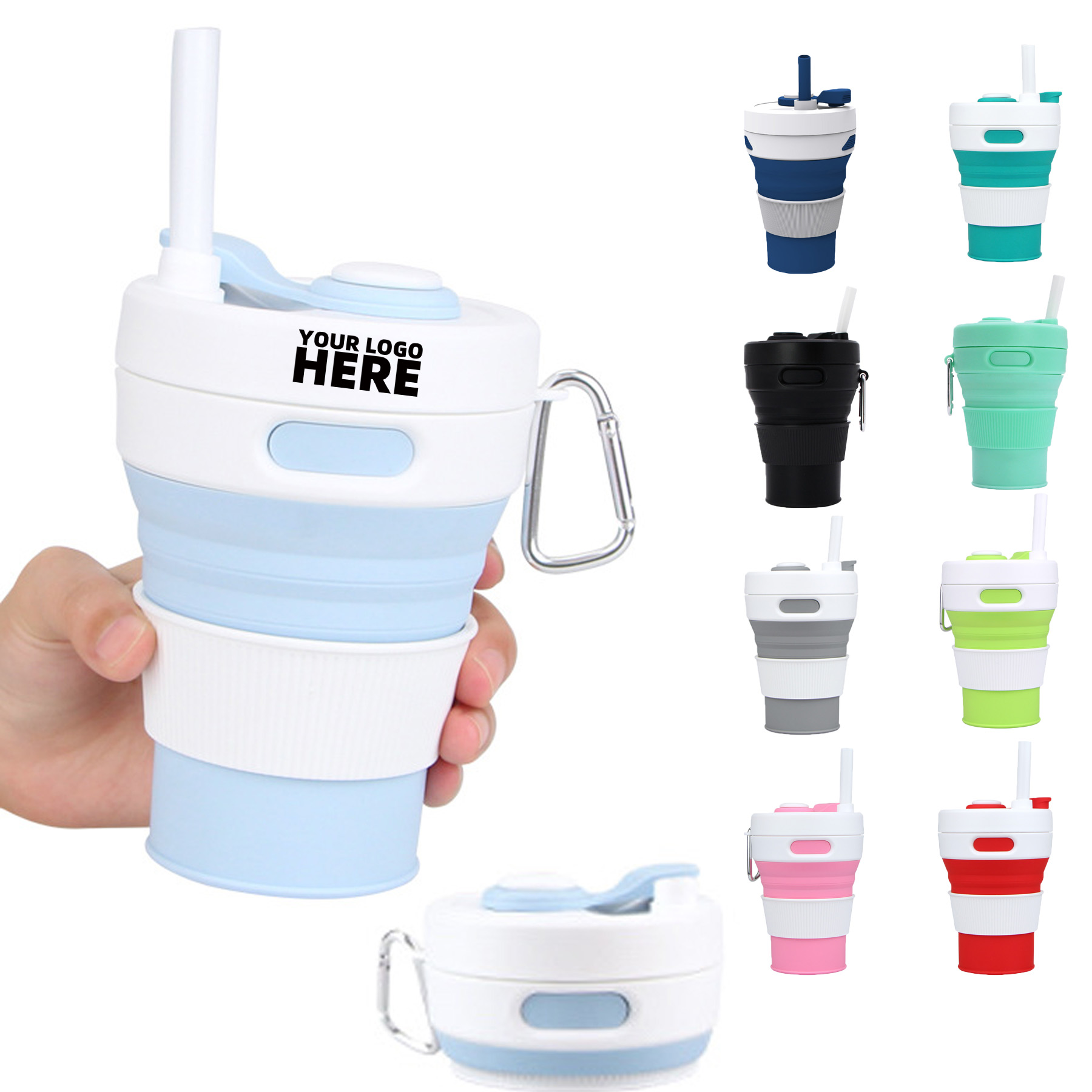 15OZ Portable Foldable Travel Mug With Straw 1