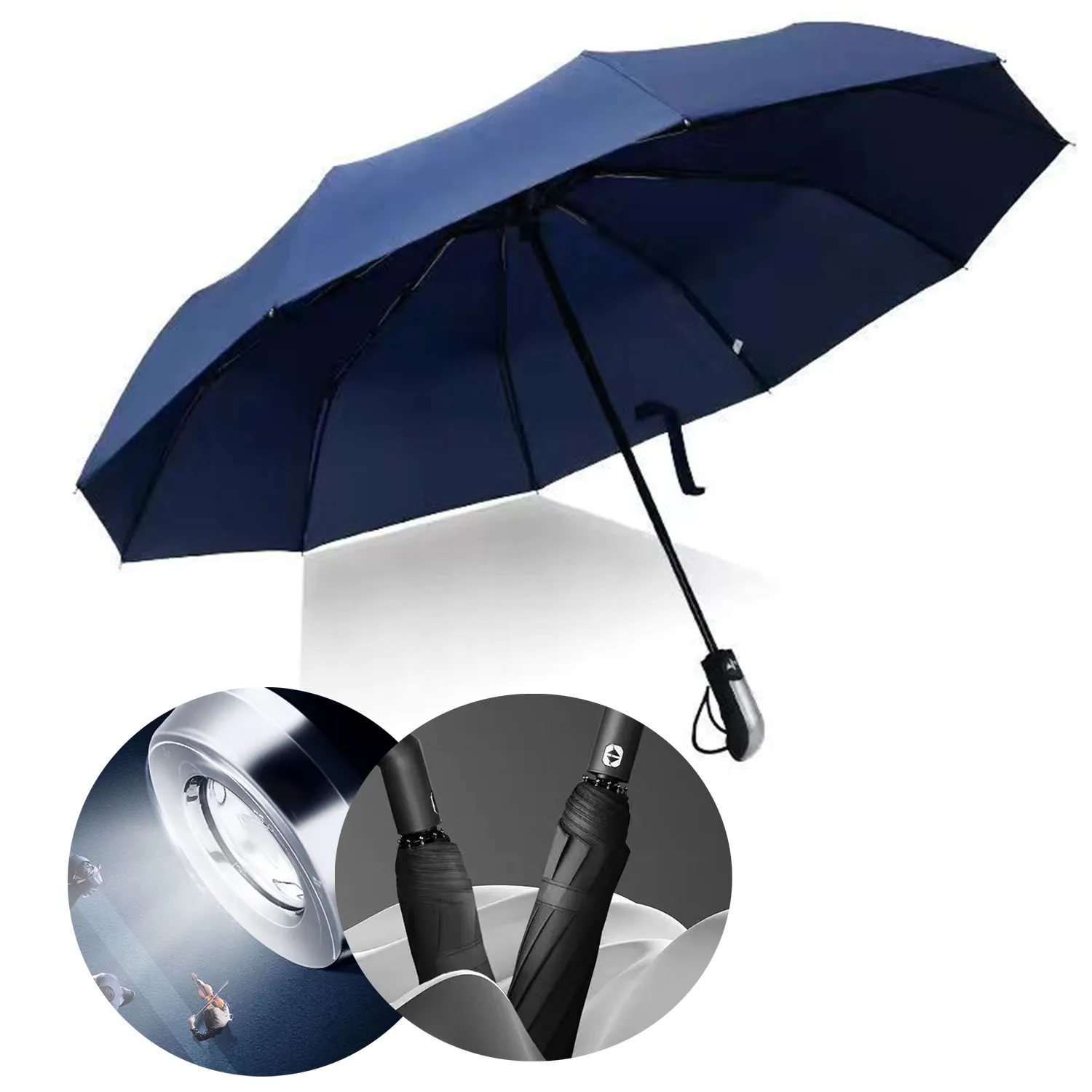 2-In-1Auto Led Inverted Umbrella With Reflector 6