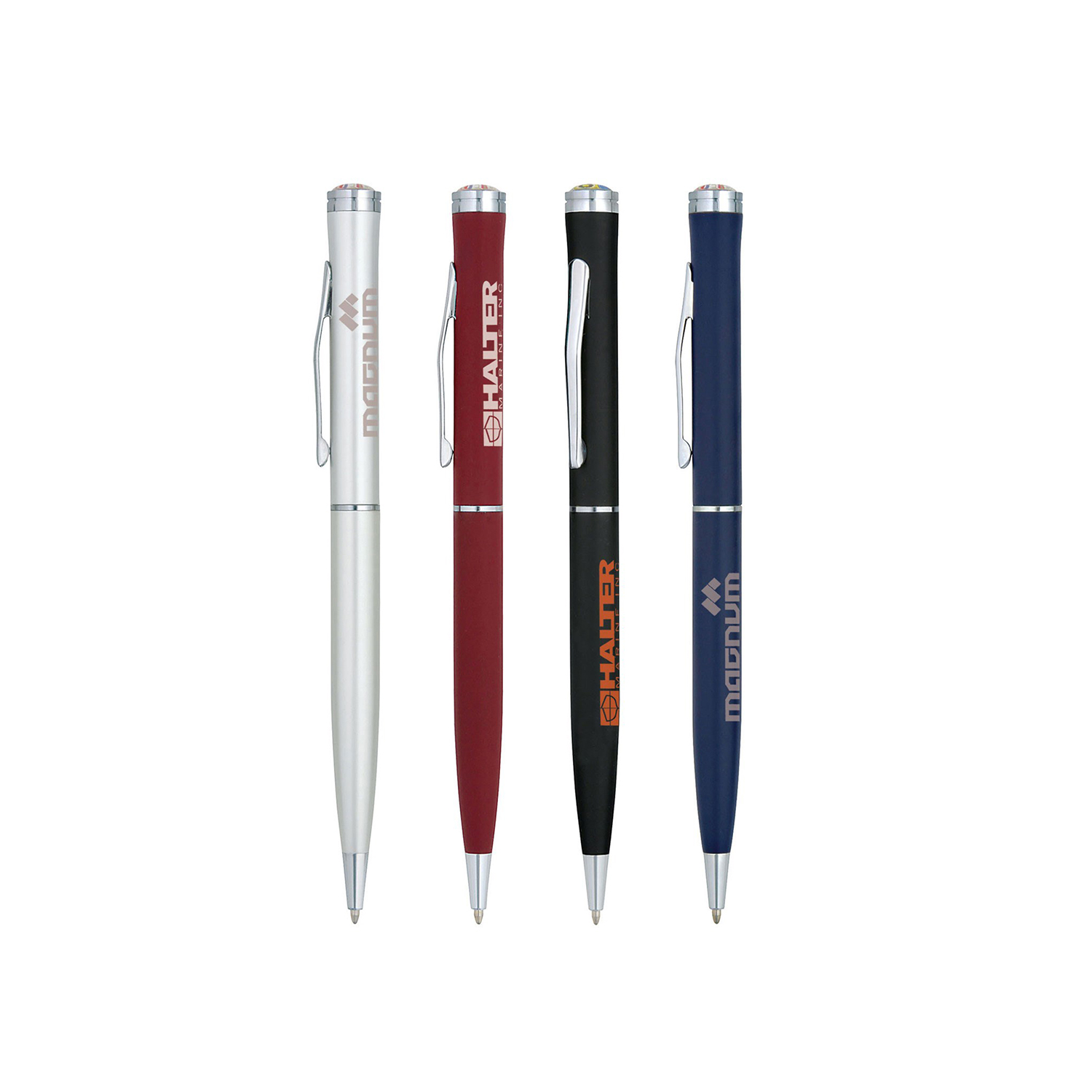 Aluminum Ballpoint Twist Metal Pen w/ Epoxy Dome Accent 3