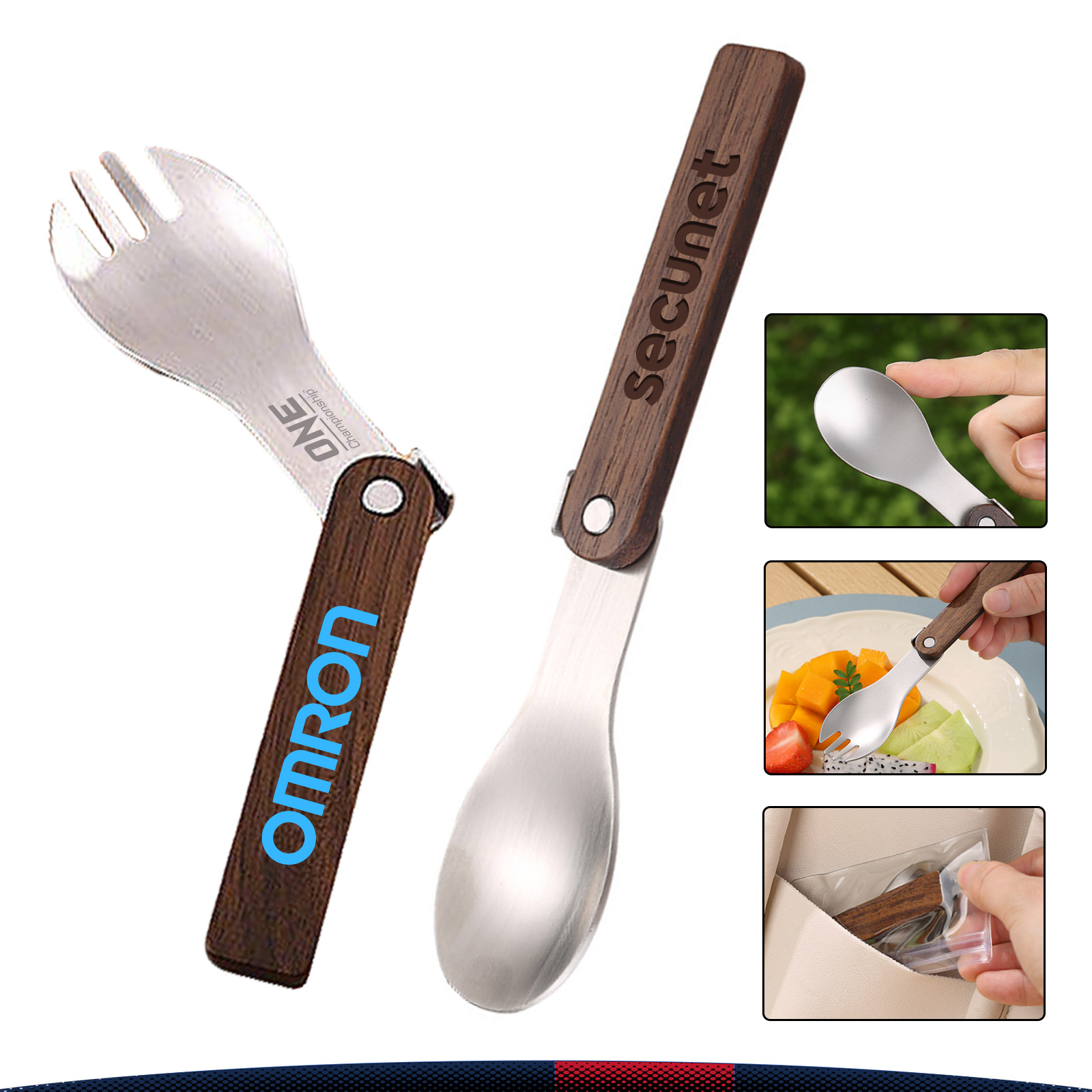 Tastro Black Walnut Handle Stainless Steel Folding Cutlery 2