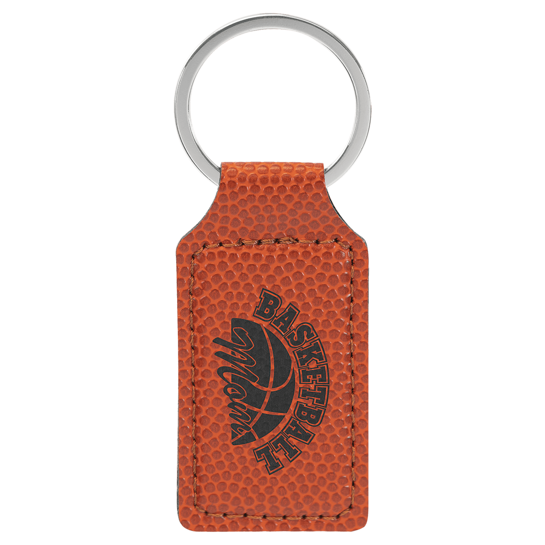 2 3/4" x 1 1/4" Basketball Leatherette Rectangle Keychain 1