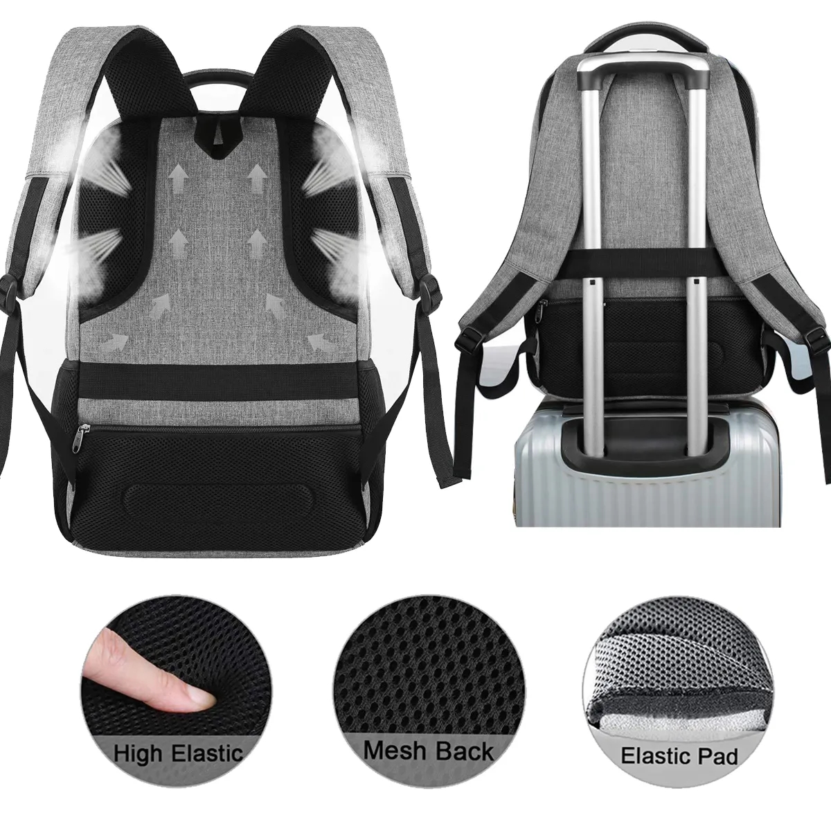 Luxury 15.6" Travel Laptop Backpack with USB Charging Port 3