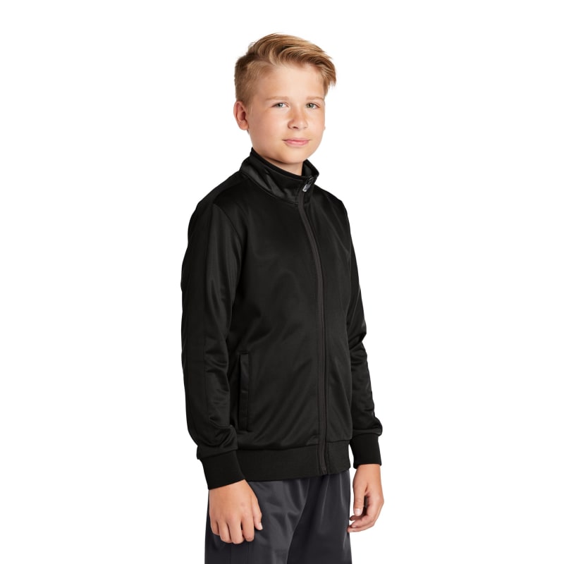 Sport-Tek Youth Tricot Sleeve Stripe Track Jacket. 5