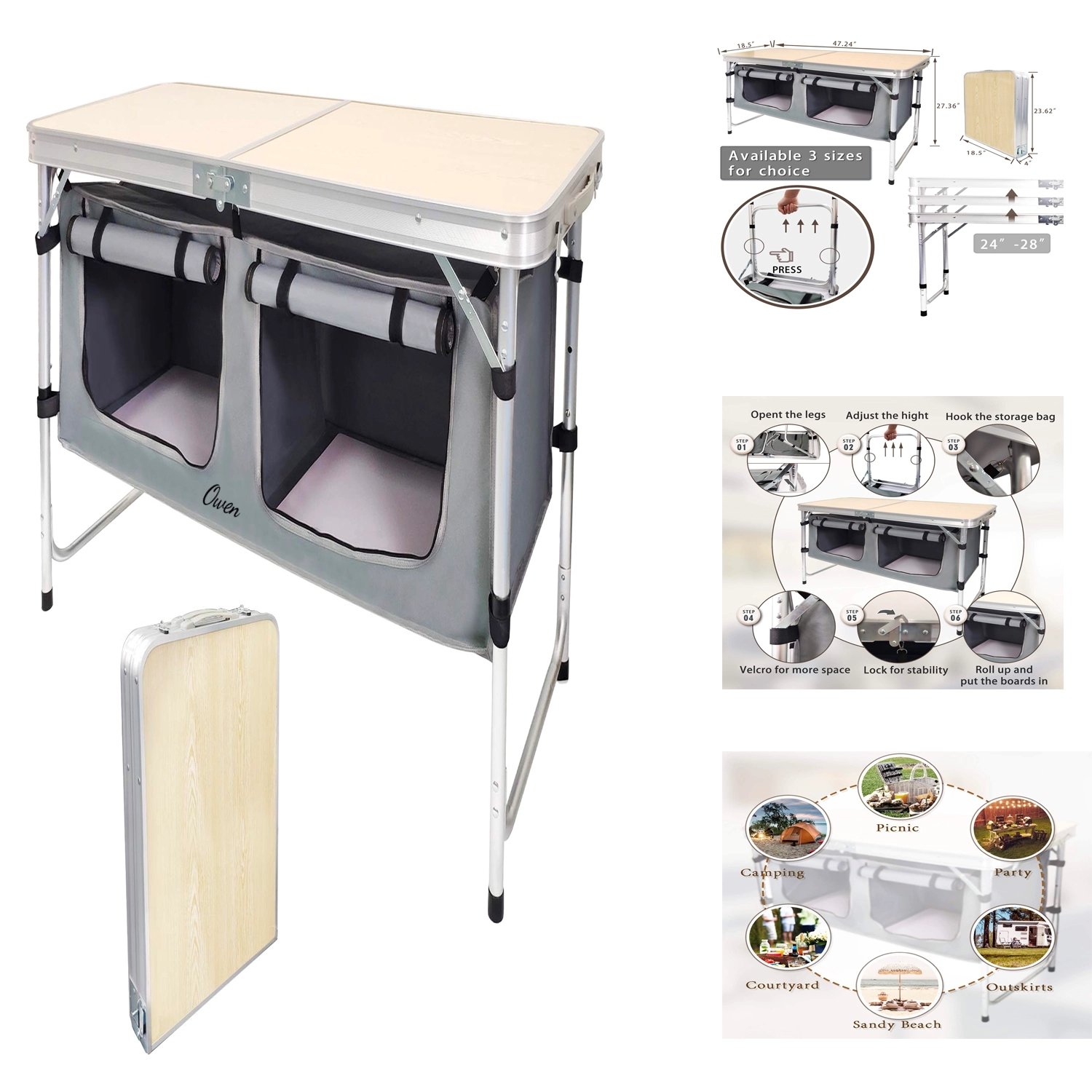 Outdoor Aluminum Portable Camp Suitcase Picnic Table 2