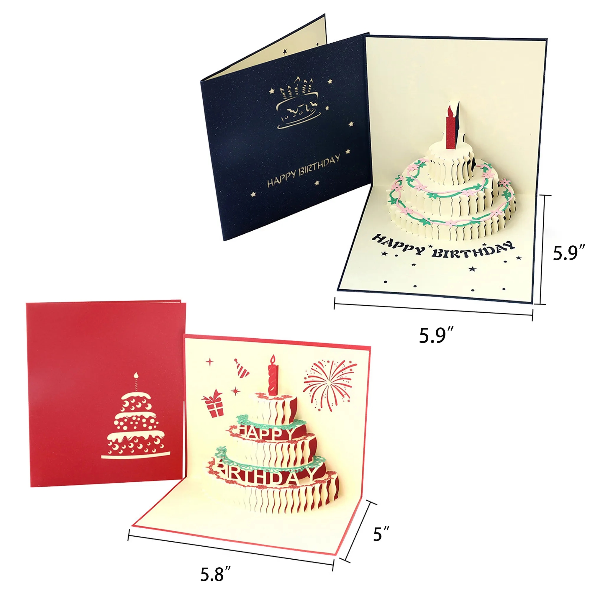 3D Cake Happy Birthday Greeting Card MOQ 50PCS 3