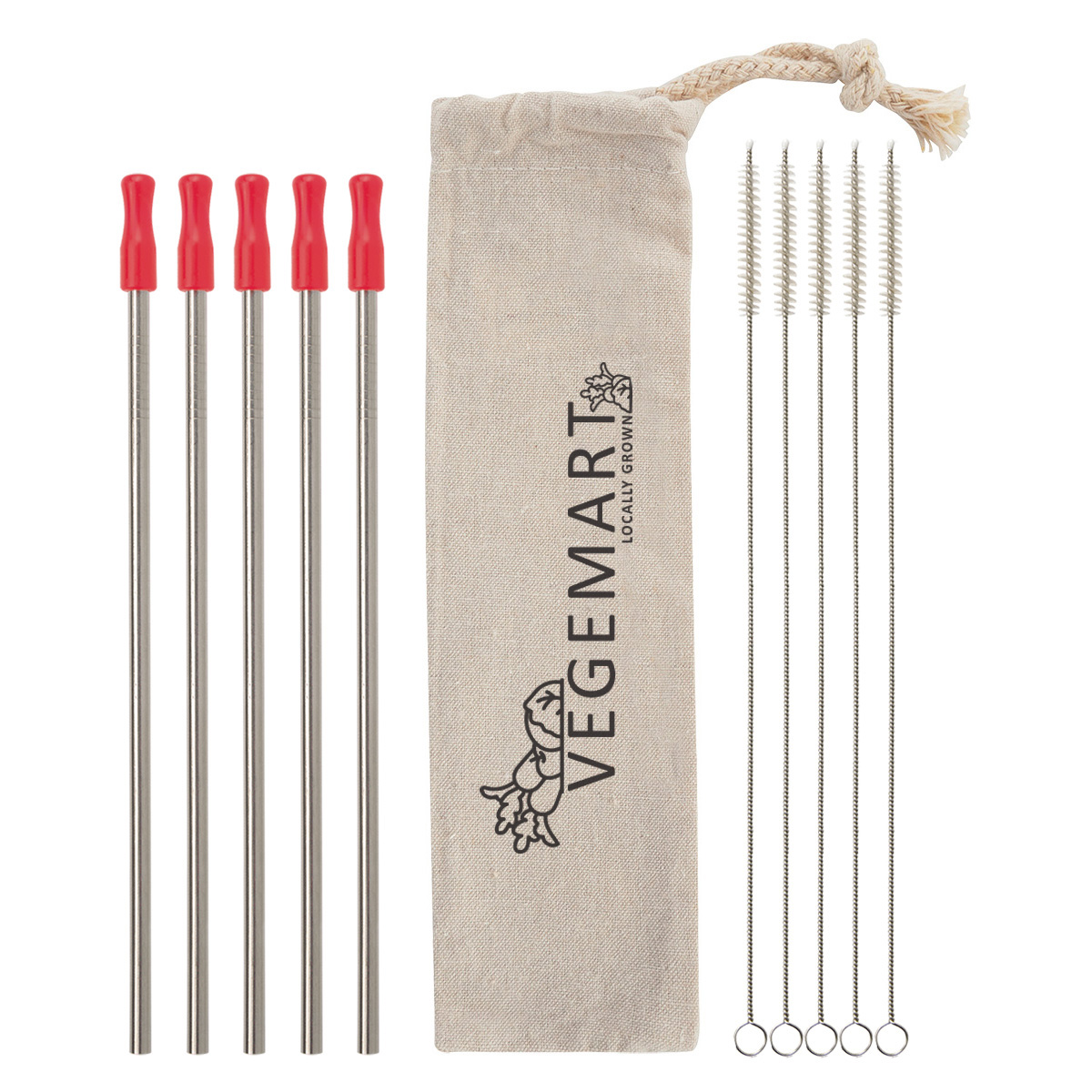 5-Pack Stainless Straw Kit with Cotton Pouch 12