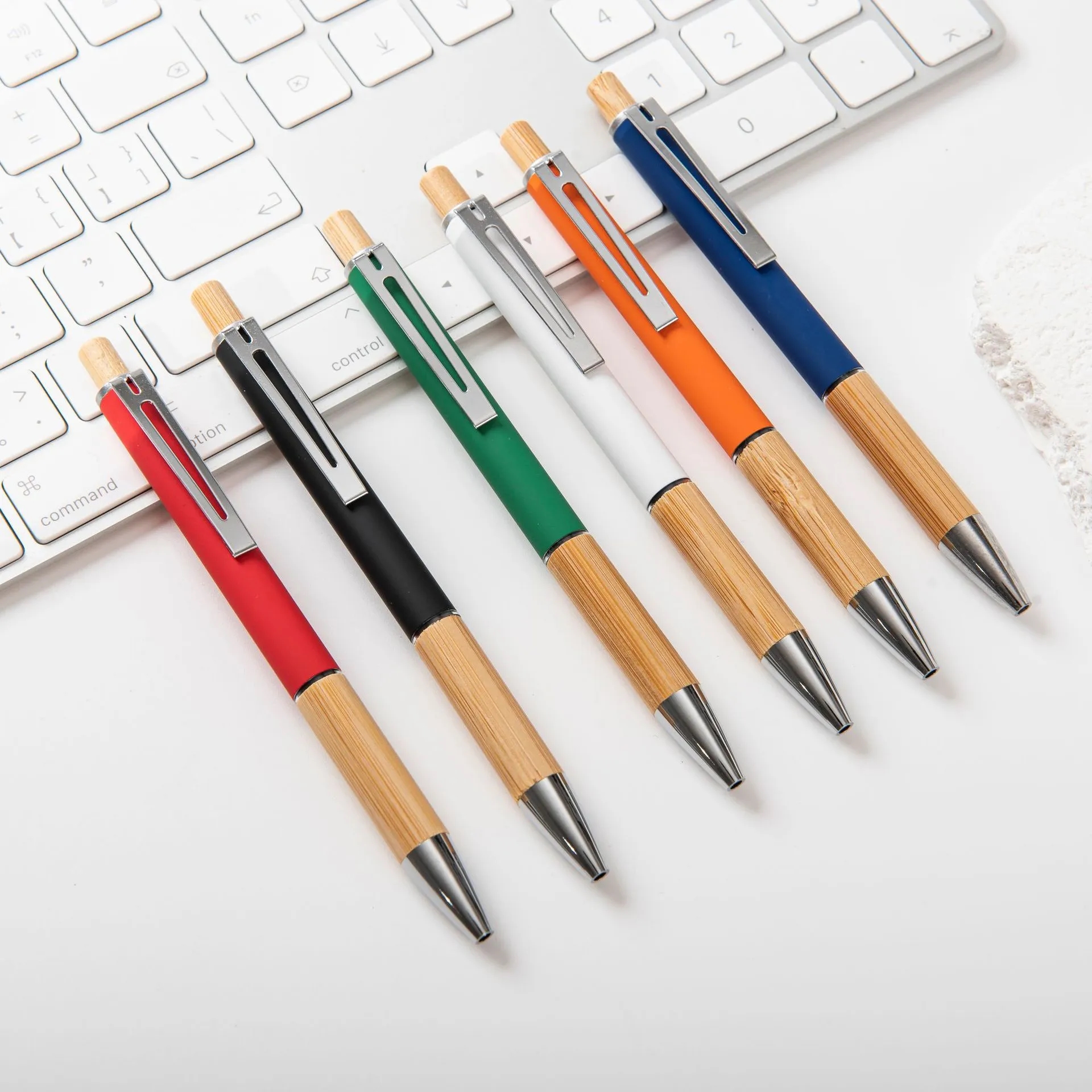 Bamboo Aluminum soft touch ballpoint pen 5