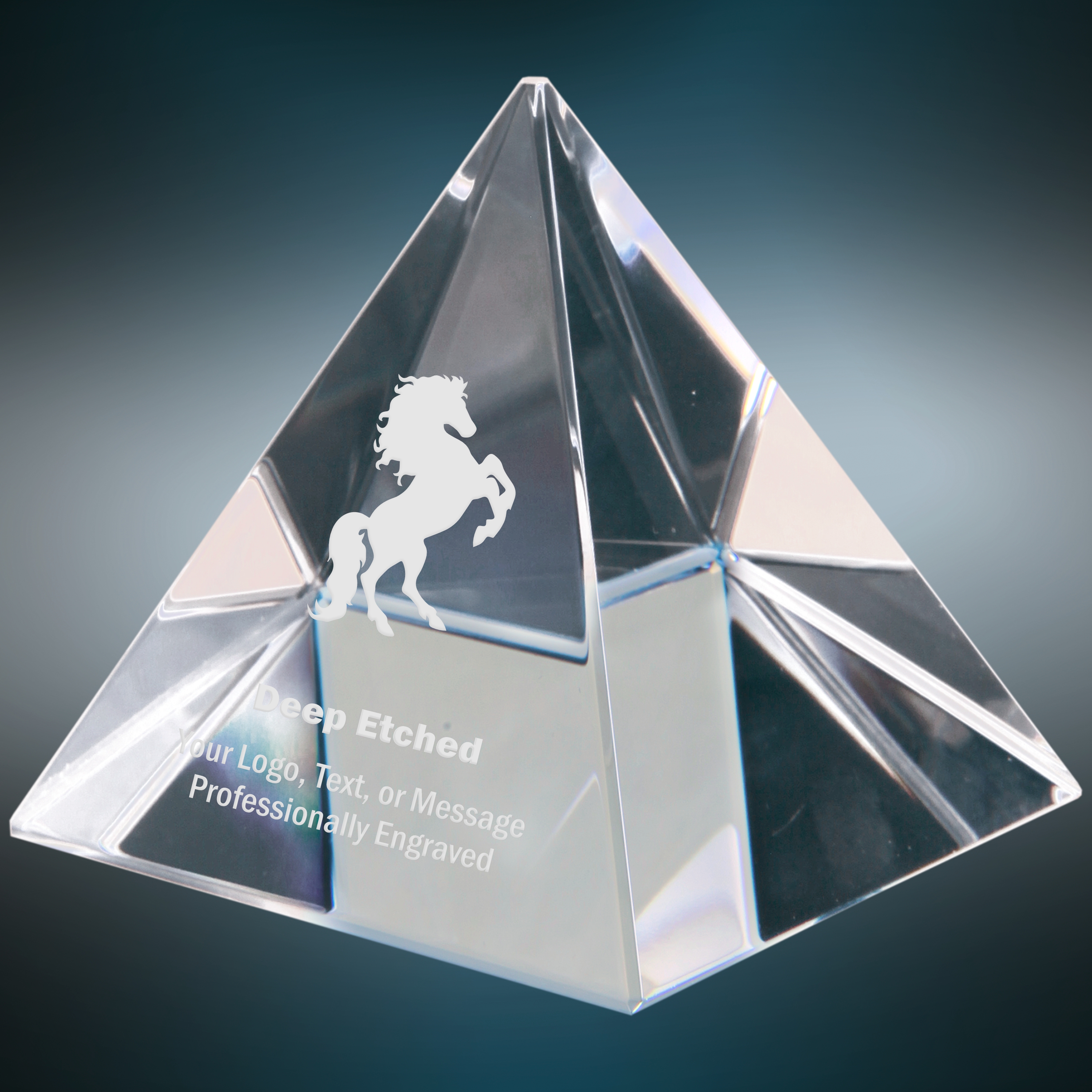 2 3/8" x 2 3/8" x 2 3/8" Crystal Pyramid Award