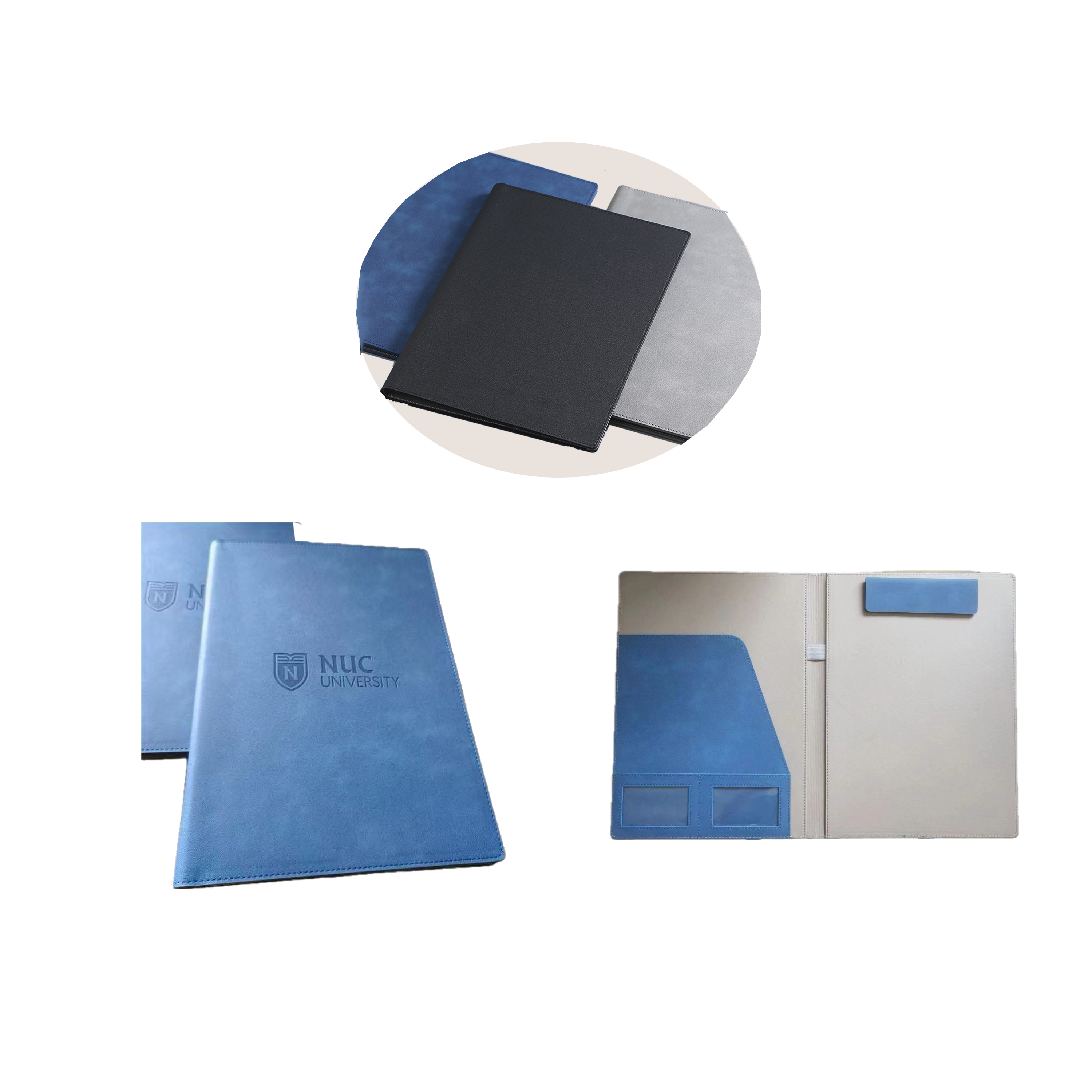 Vegan Leather Resume Portfolio Folder-Ocean 1