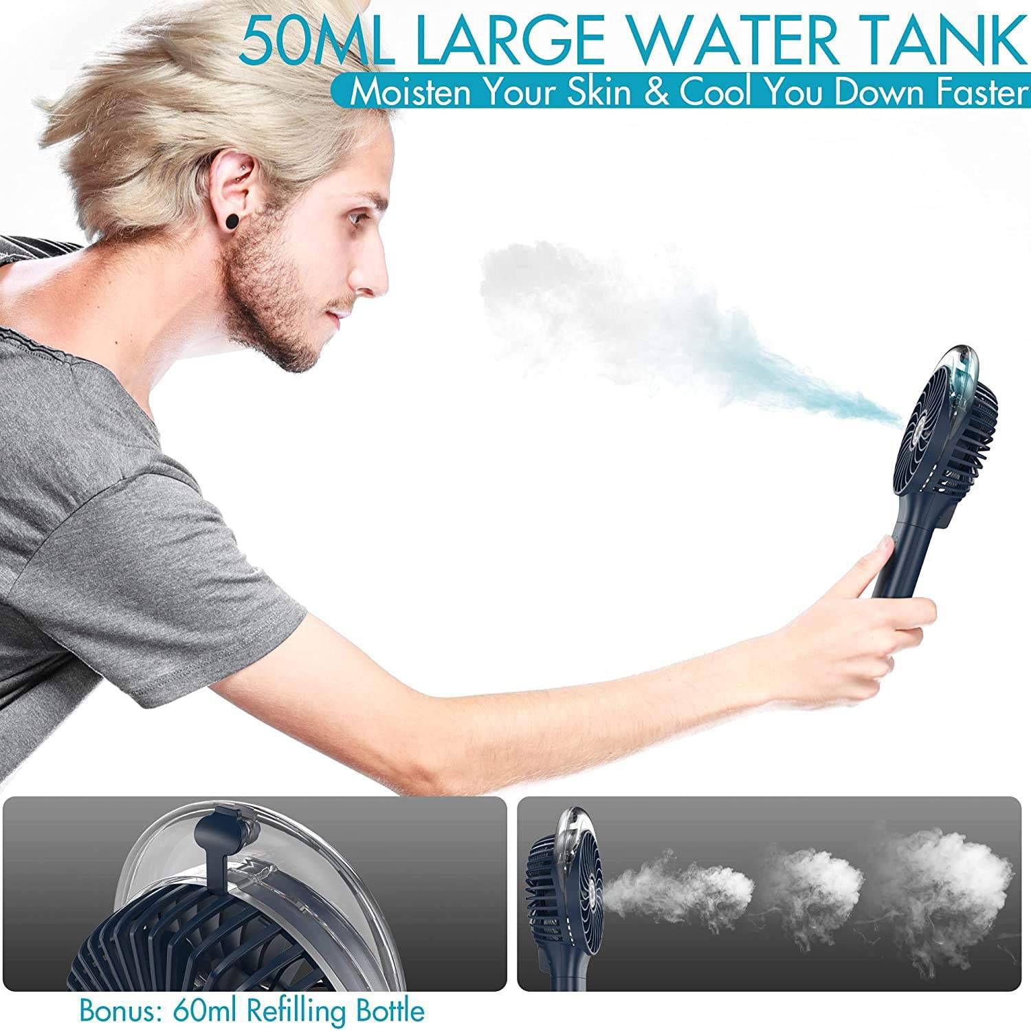 Mini Plastic Rechargeable Handheld Mist Fan 7