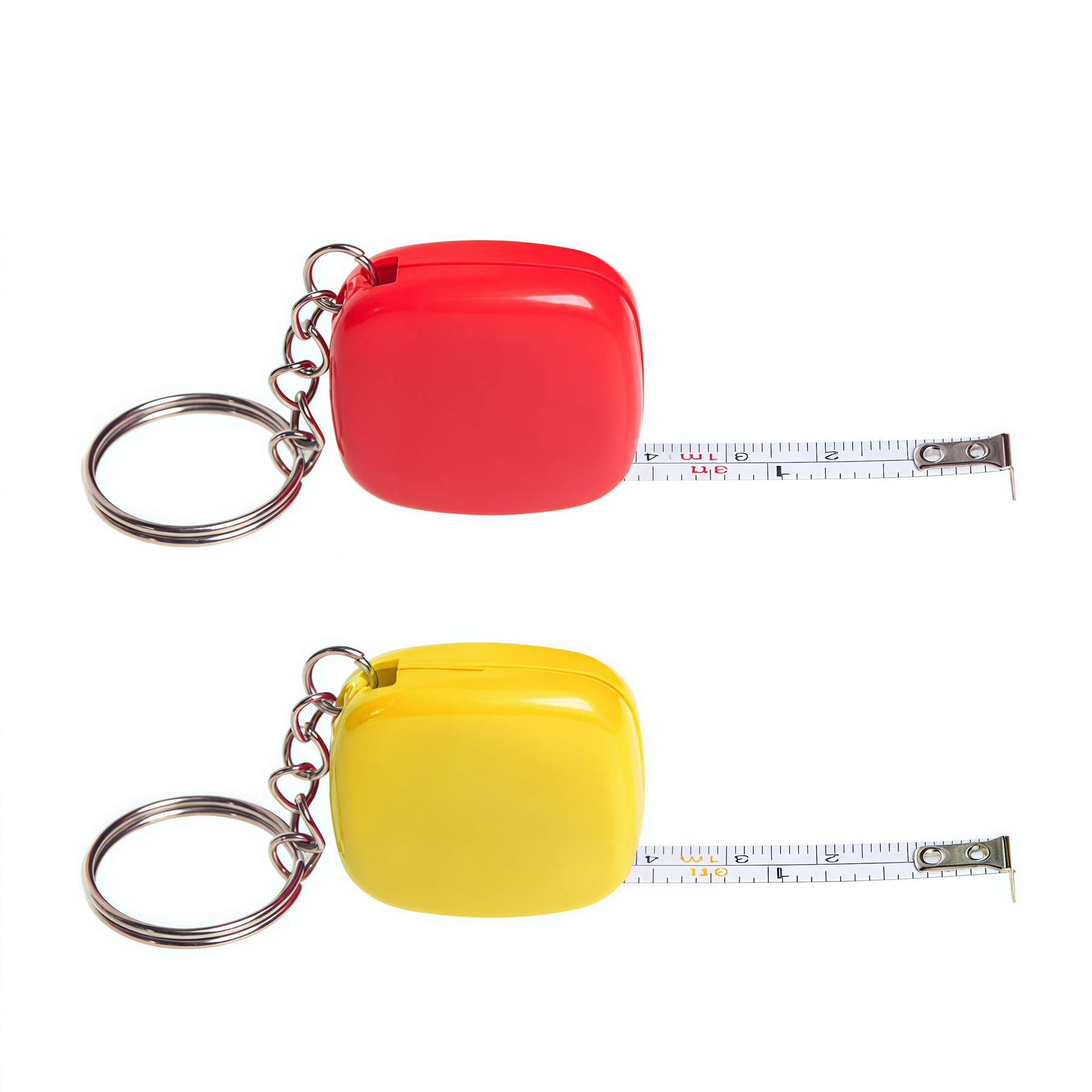 1 Meter Mini Square Shaped Steel Retractable Tape Measure W/ Keychain 2