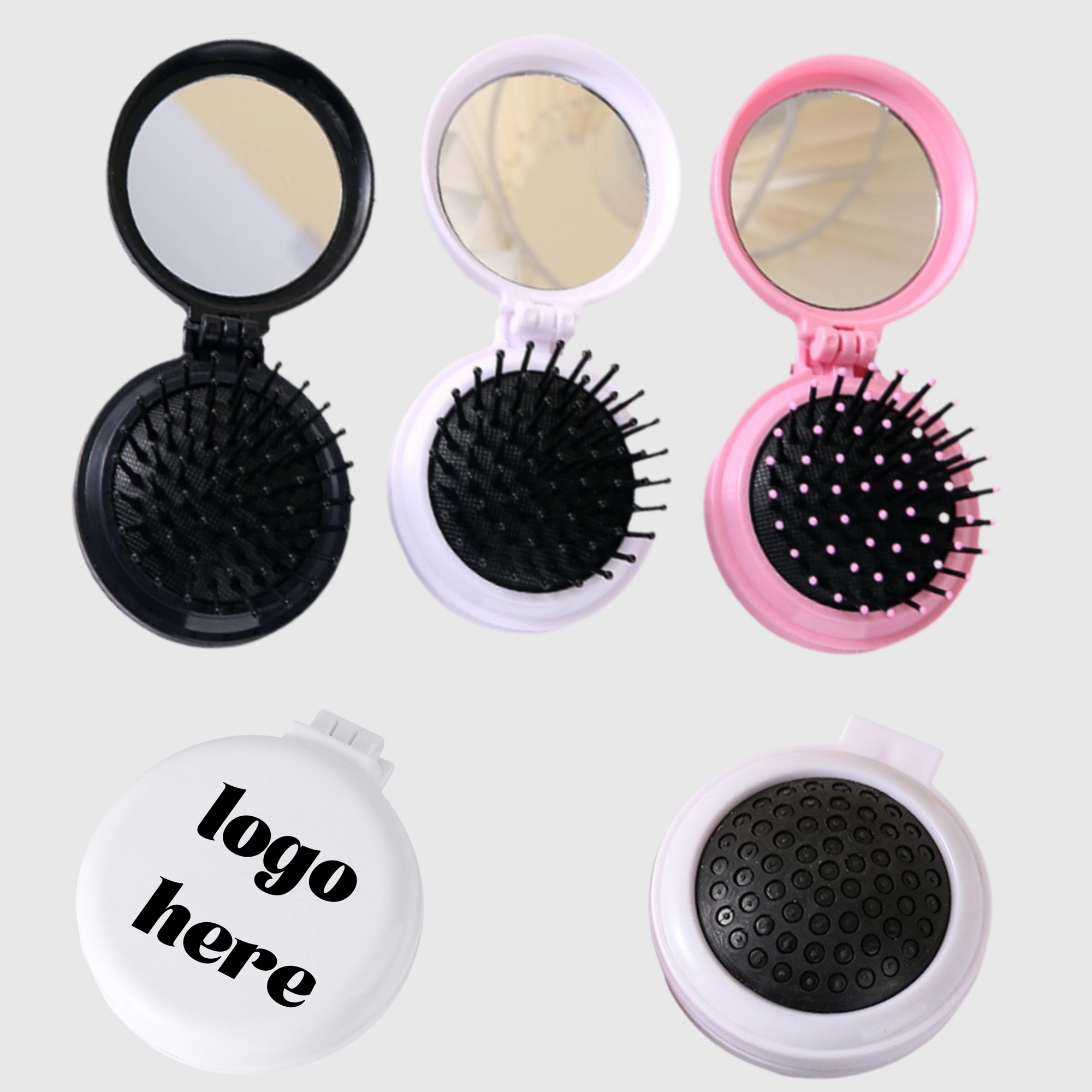 Foldable Hairbrush With Mirror