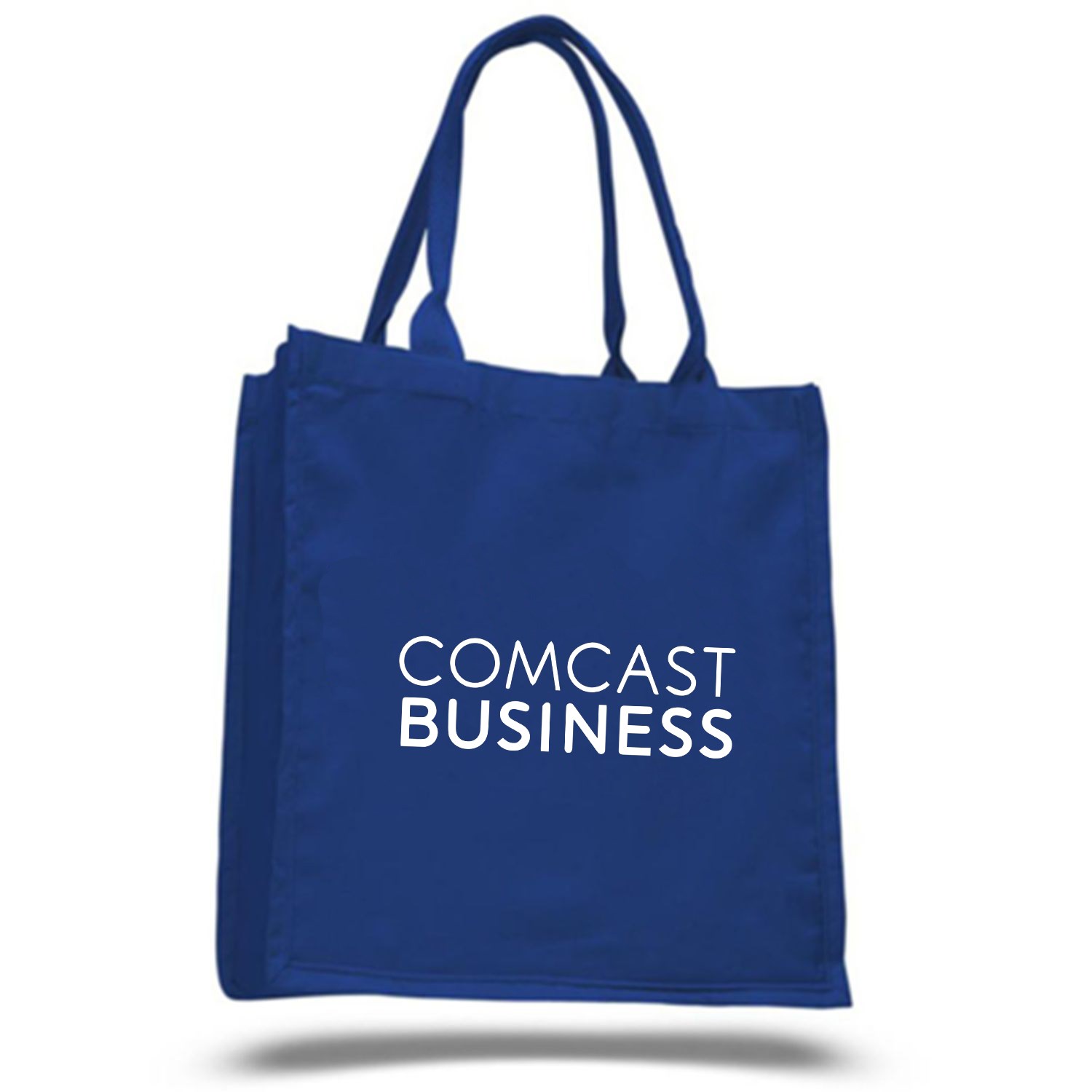 100% Cotton Canvas Fancy Web Handle Tote Bag w/ Bottom Gusset USA Decorated (15" x 16") 1