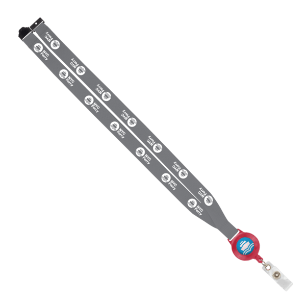 IMPORT 3/4" Polyester Lanyard with Retractable Badge Reel and IPH7 back of neck convenience release. 177
