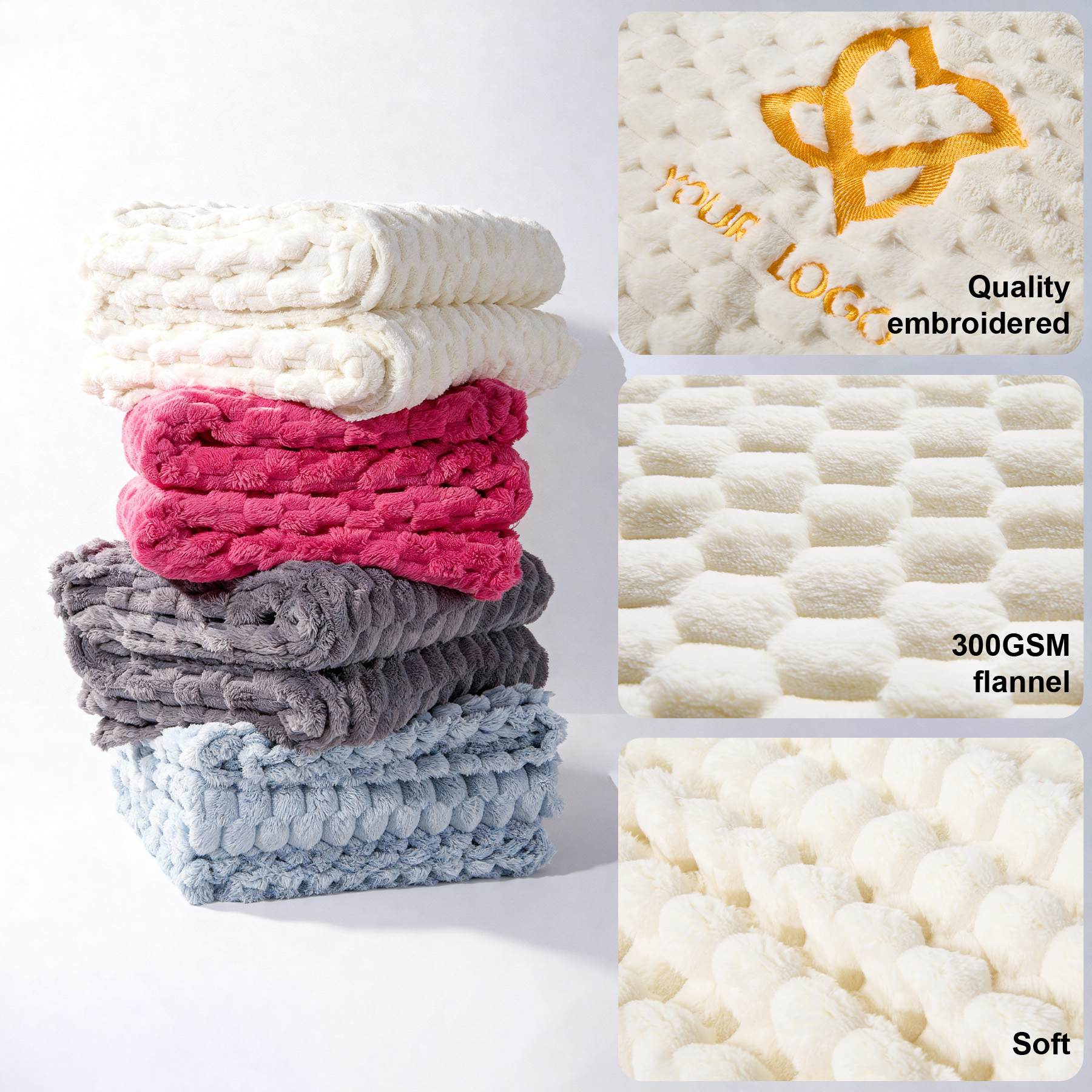 Embroidered Cozy Flannel Blanket - 50" X 70" 11