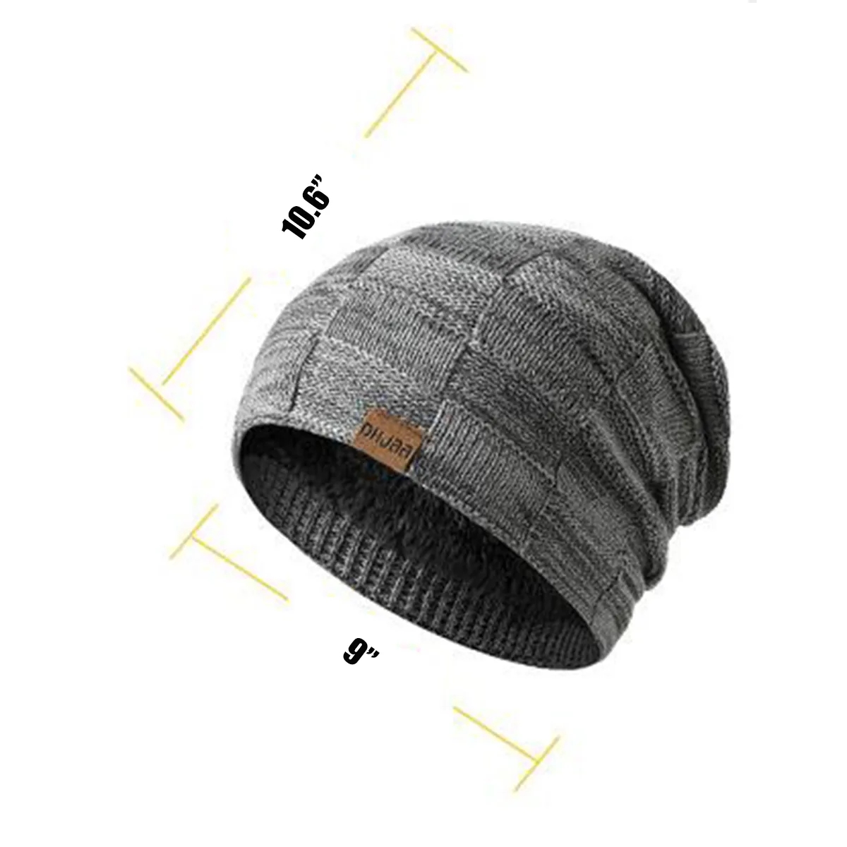 Slouchy Beanie Lined Knit Warm Thick Skully Hat for Men 4