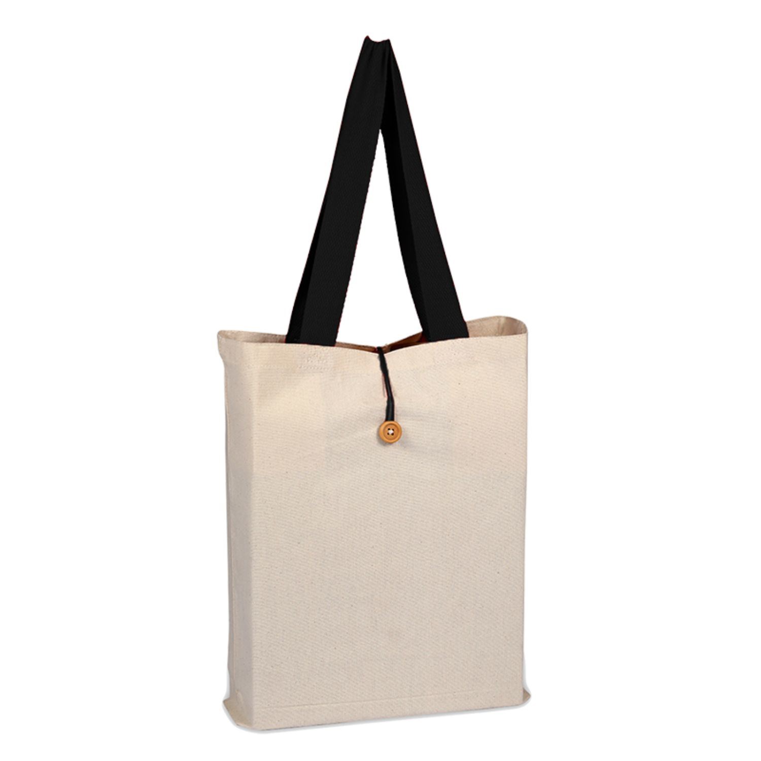 100% Cotton Canvas Qtees Buttonup Tote w/ C Handle USA Decorated (15" x 16")