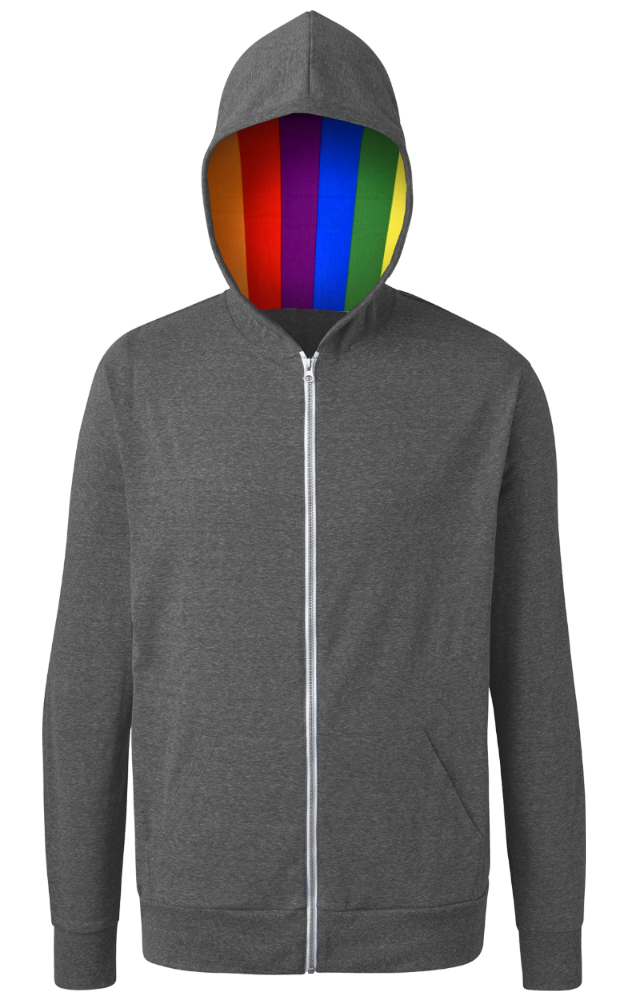 Pride Triblend Contrast Zip Front Hoodie, custom hoodie or sweatshirt with logo imprint 6