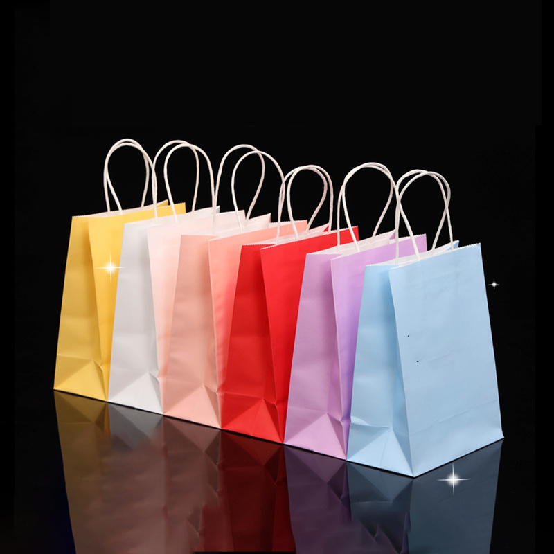 8.2' 'W x 10.6'' H x 5.5''D Full Color White Handle Shopper Kraft Paper Bags 2