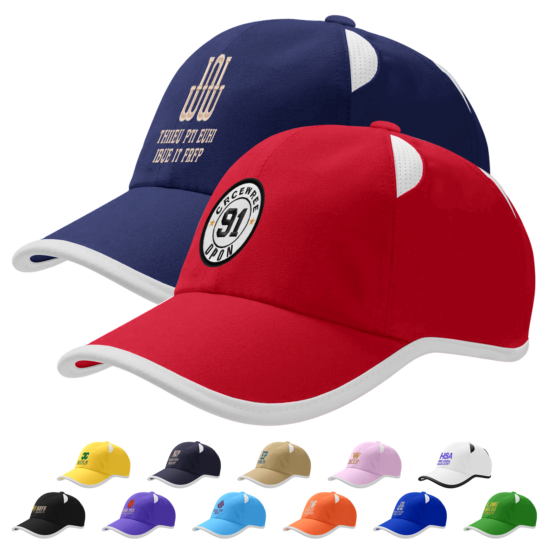 Embroidery Quick Dry Polyester Baseball Cap With Mesh Eyelets 15