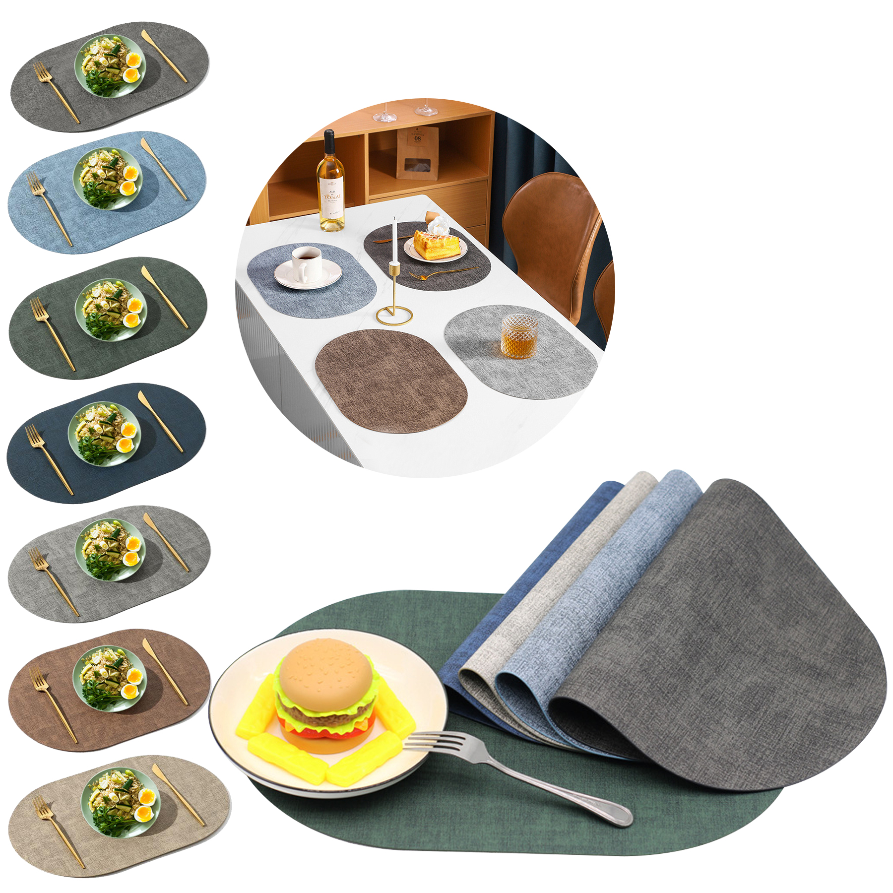 Double Sided Leather Oval Placemats 2