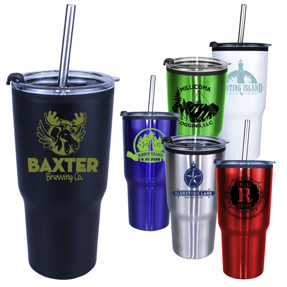 20 oz. Ares Tumbler with Stainless Straw/Flip Top Lid 14