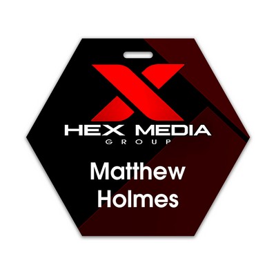 USA Made Laminated Paper Event Badge  20mil Budget-Friendly (3.75"x4.25") Hexagon