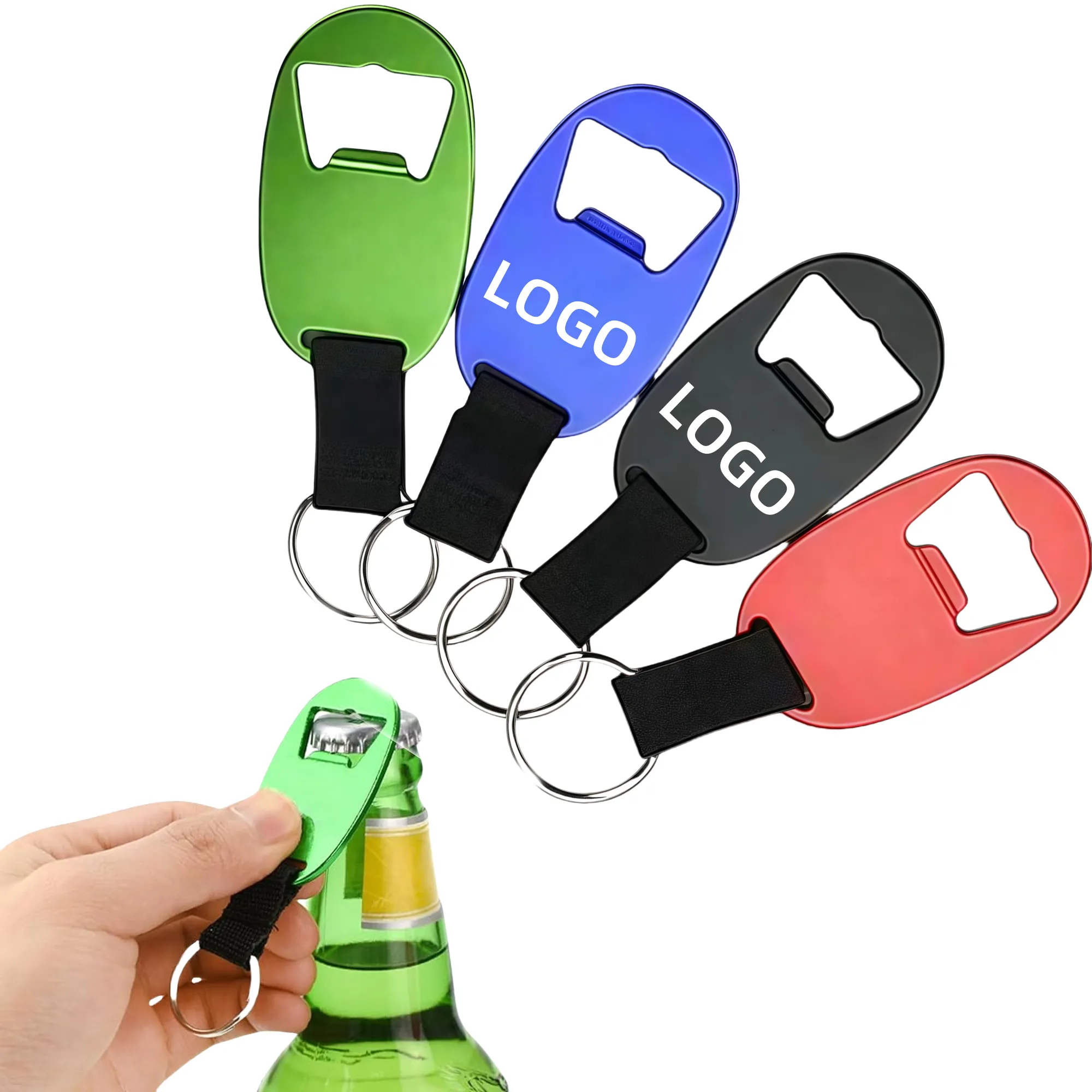 MOQ Webbing Beer Bottle Opener With Key Ring 2