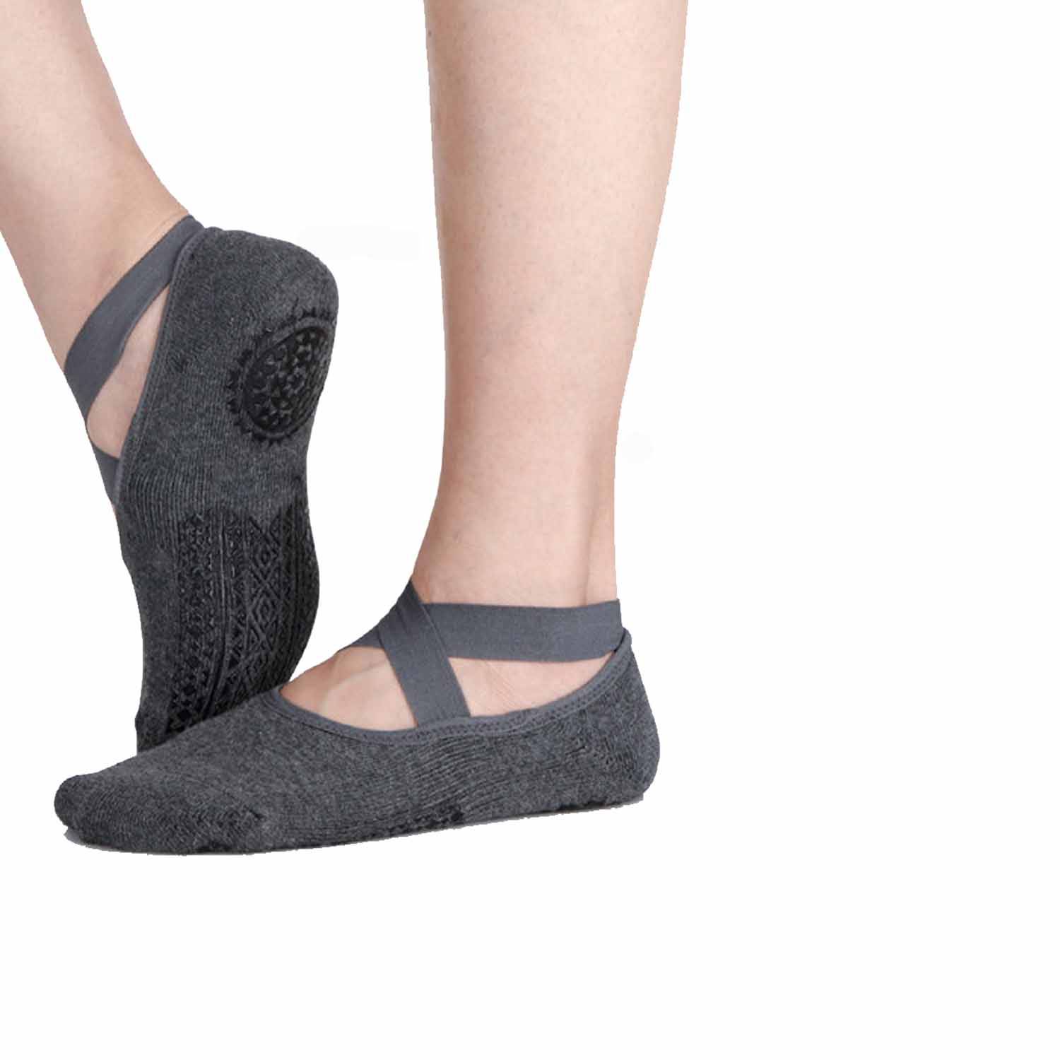 Professional Cotton Yoga Pilates Socks NonSlip with Strap 3